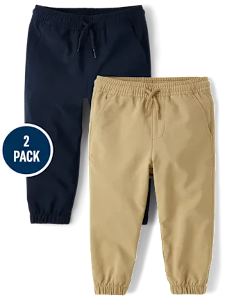 Baby And Toddler Boys Quick Dry Pull On Jogger Pants 2-Pack - multi