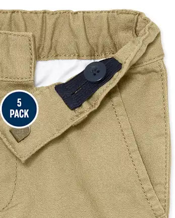 Baby And Toddler Boys Uniform Stretch Skinny Chino Pants 5-Pack - tan