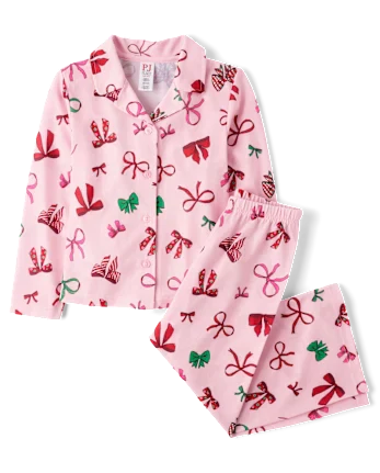 Girls Mommy And Me Holiday Bow Pajamas - pink
