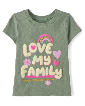 Baby And Toddler Girls Love My Family Graphic Tee - green