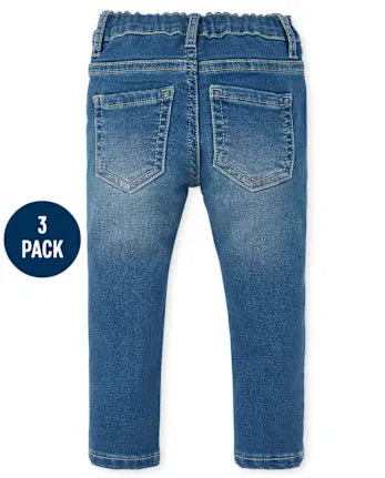 Baby And Toddler Girls Knit Denim Jeggings 3-Pack - denim