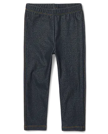Baby And Toddler Girls Faux Denim Leggings - denim