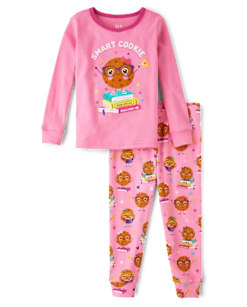 Baby And Toddler Girls Smart Cookie Snug Fit Cotton Pajamas - pink