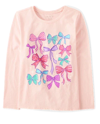 Girls Bows Graphic Tee - pink