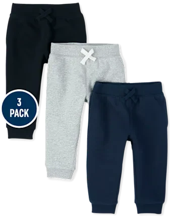 Baby And Toddler Fleece Jogger Pants 3-Pack - multi
