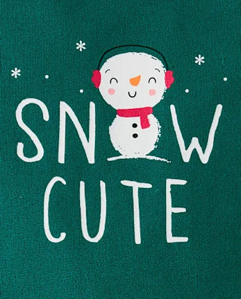 Baby Snow Cute Graphic Bodysuit - green