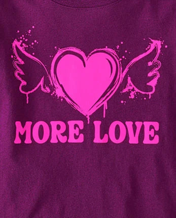 Girls More Love Graphic Tee - purple