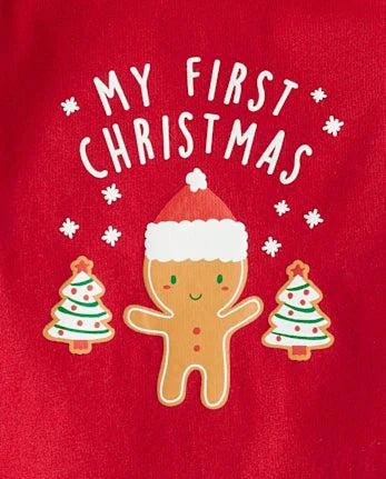 Baby First Christmas Graphic Bodysuit - red