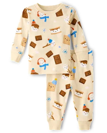 Baby And Toddler Boys Winter S'mores Snug Fit Cotton Pajamas - cream