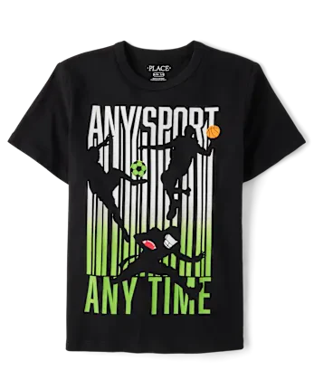 Boys Any Sport Player Graphic Tee - black