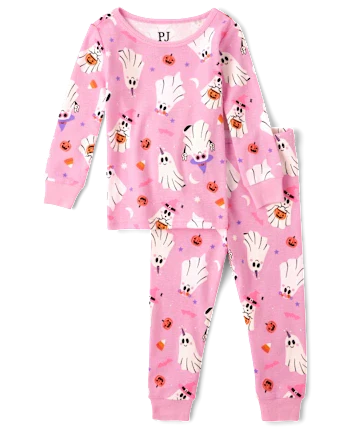 Baby And Toddler Girls Glow Ghost Snug Fit Cotton Pajamas - pink