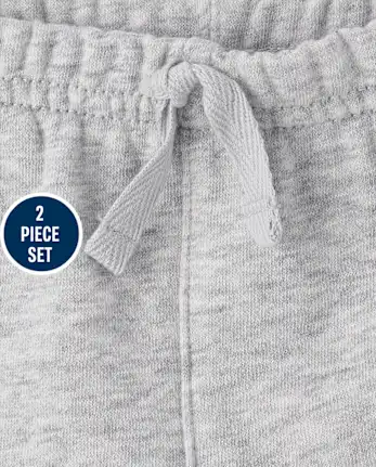 Baby Boys Embroidered Varsity Premium Fleece 2-Piece Playwear Set - gray