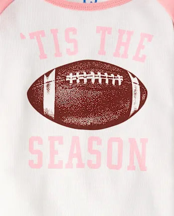 Baby And Toddler Girls Matching Family Football Snug Fit Cotton Pajamas - pink