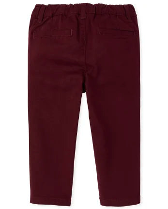 Baby And Toddler Boys Uniform Stretch Skinny Chino Pants - burgundy