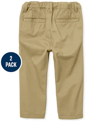 Baby And Toddler Boys Uniform Stretch Straight Chino Pants 2-Pack - tan