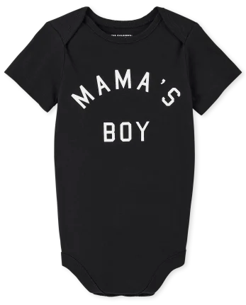 Baby Boys Matching Family Mama's Boy Graphic Bodysuit - black