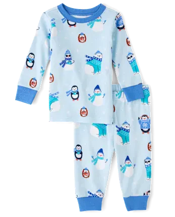 Baby And Toddler Boys Winter Animal Snug Fit Cotton Pajamas - blue