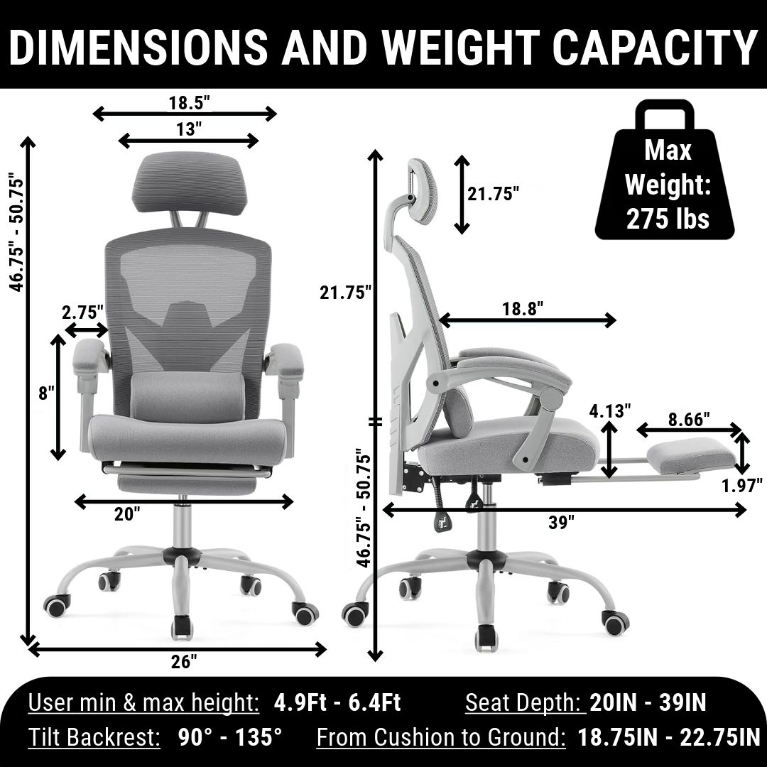 CDC Stealth™ - Ergonomic Office Chair with Lumbar and Headrest Support
