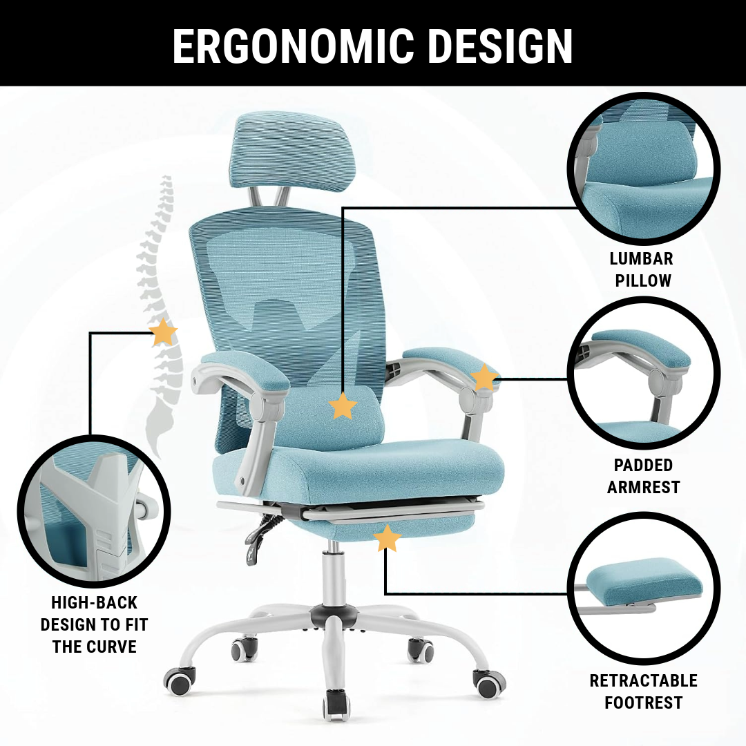 CDC Stealth™ - Ergonomic Office Chair with Lumbar and Headrest Support