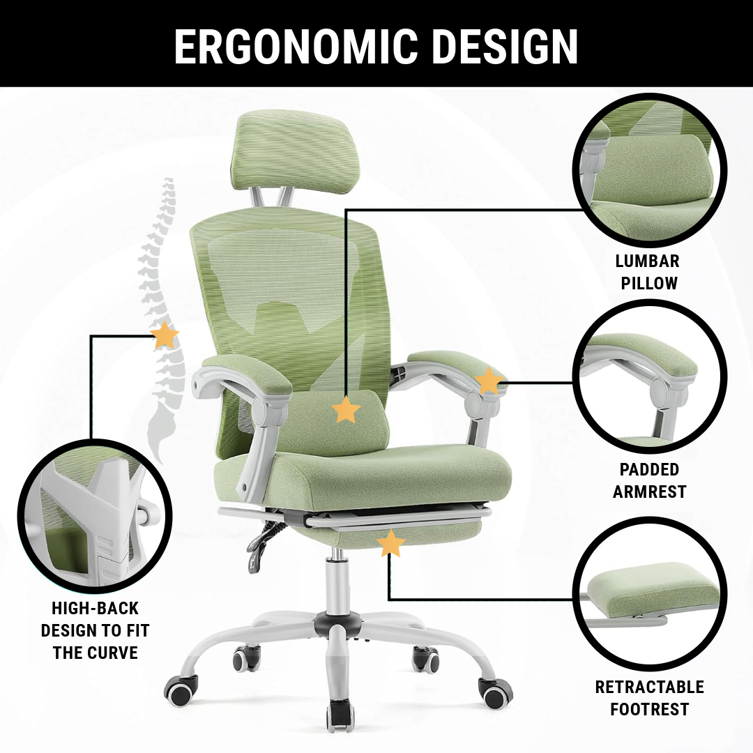 CDC Stealth™ - Ergonomic Office Chair with Lumbar and Headrest Support