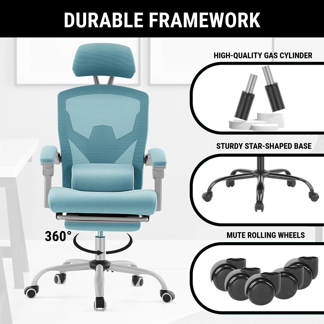 CDC Stealth™ - Ergonomic Office Chair with Lumbar and Headrest Support