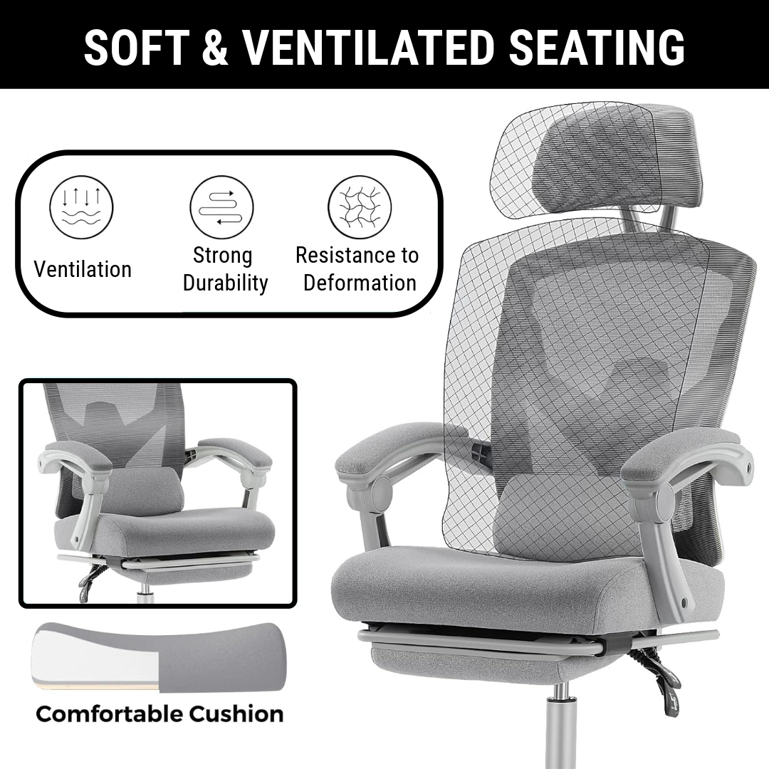 CDC Stealth™ - Ergonomic Office Chair with Lumbar and Headrest Support