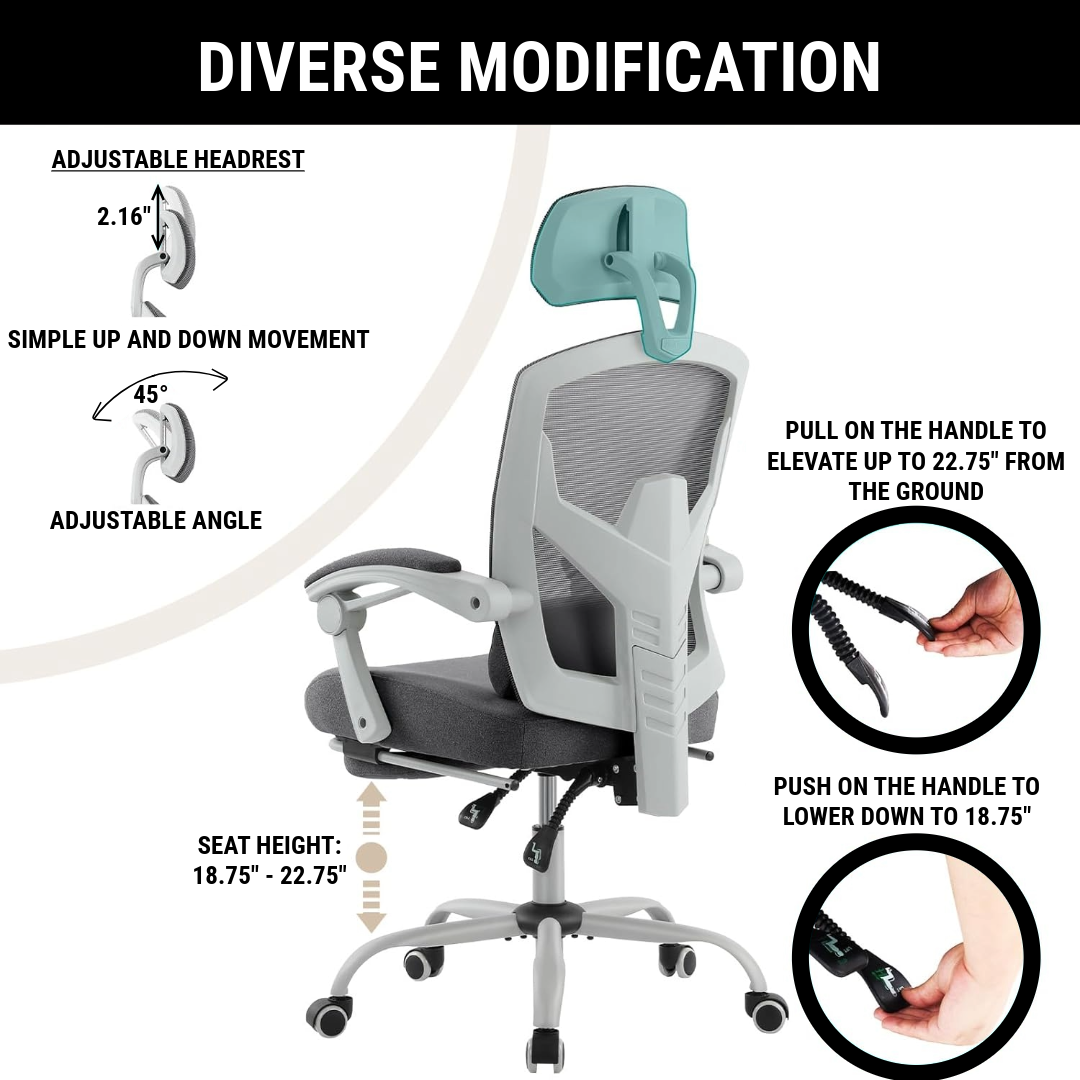 CDC Stealth™ - Ergonomic Office Chair with Lumbar and Headrest Support