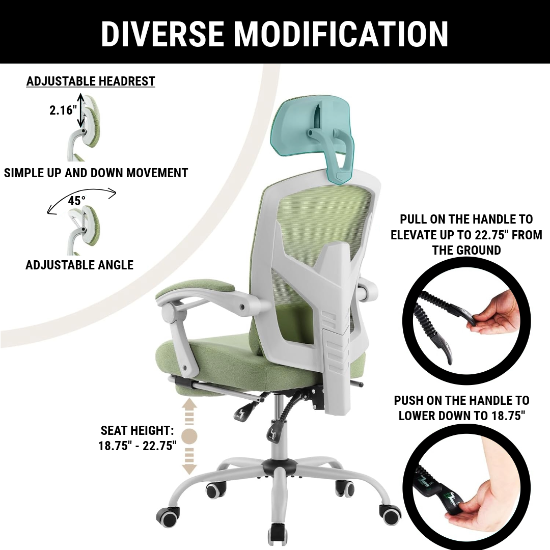 CDC Stealth™ - Ergonomic Office Chair with Lumbar and Headrest Support