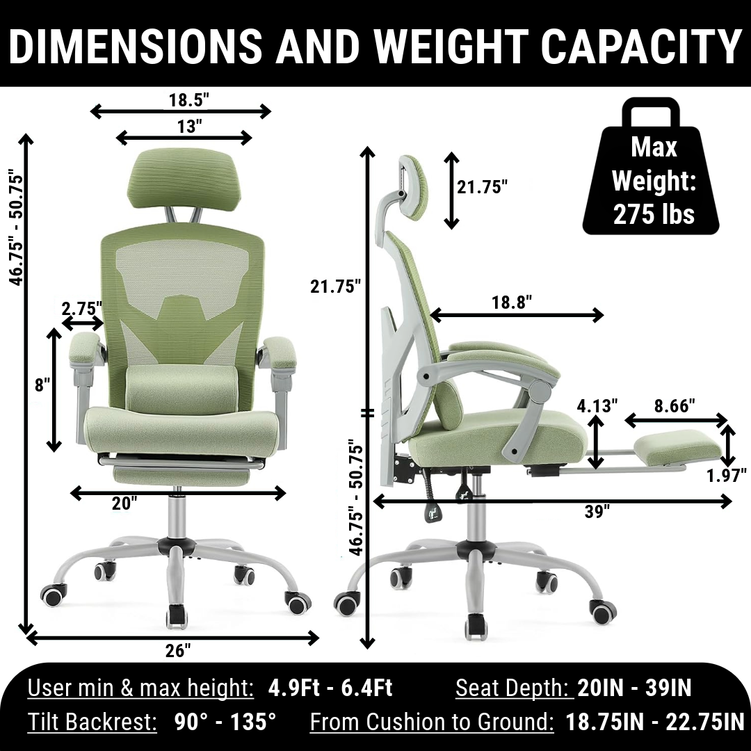 CDC Stealth™ - Ergonomic Office Chair with Lumbar and Headrest Support