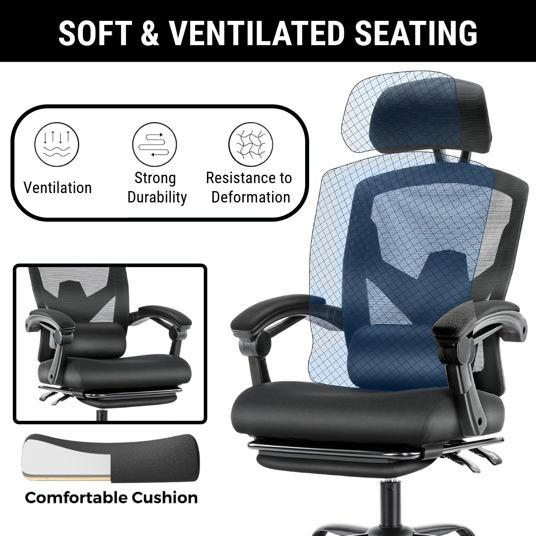 CDC Stealth™ - Ergonomic Office Chair with Lumbar and Headrest Support