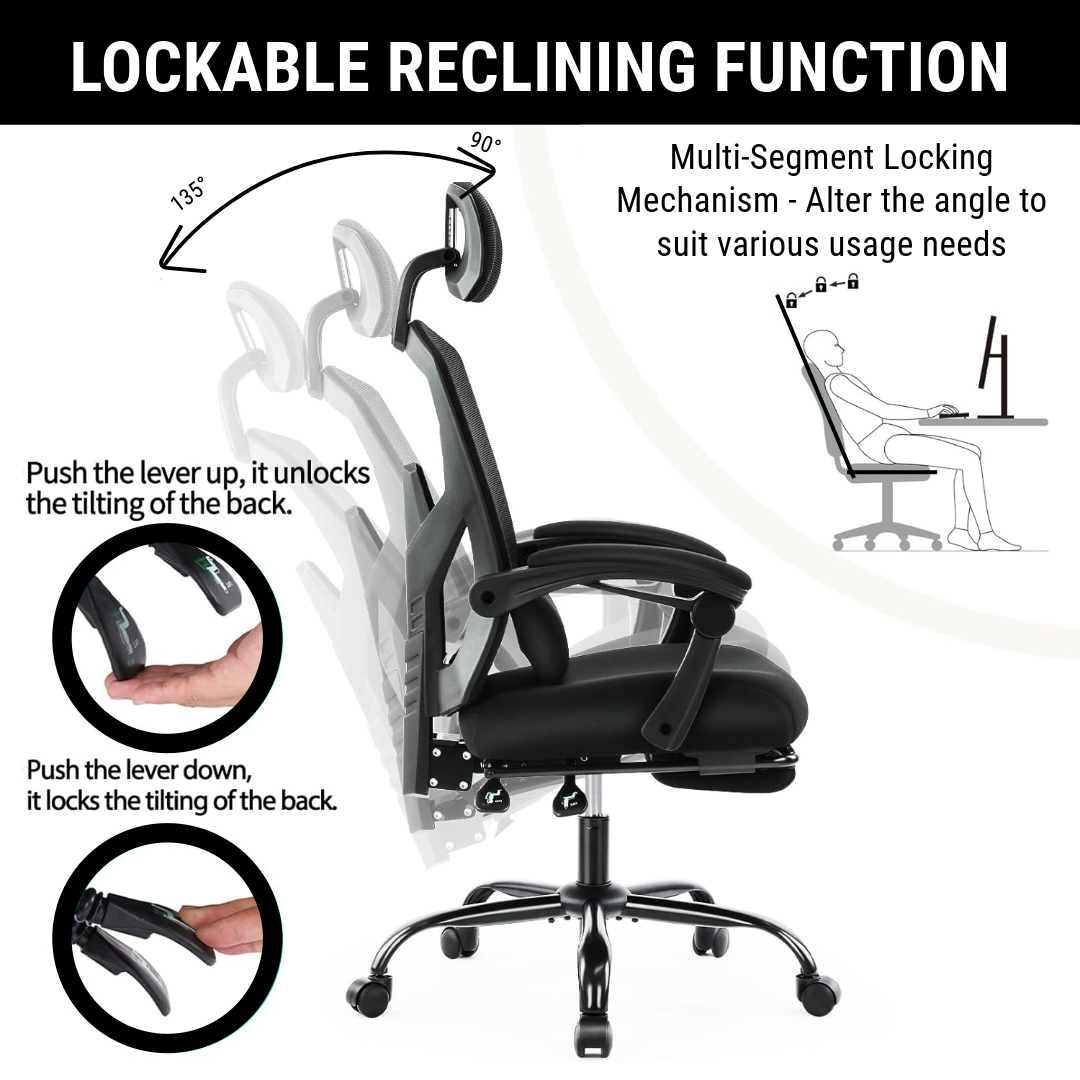 CDC Stealth™ - Ergonomic Office Chair with Lumbar and Headrest Support