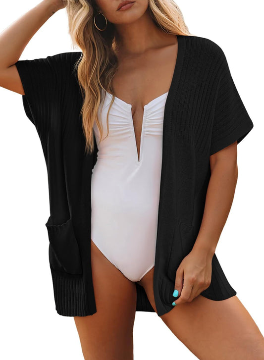 ✨Women's Short Sleeve Pleated Lightweight Open Front Cardigan(BUY 2 FREE SHIPPING)
