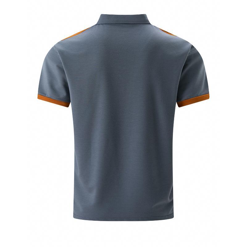 Men's Colorblock Chest Pocket Lapel Cotton Blend Short Sleeve Polo Shirt