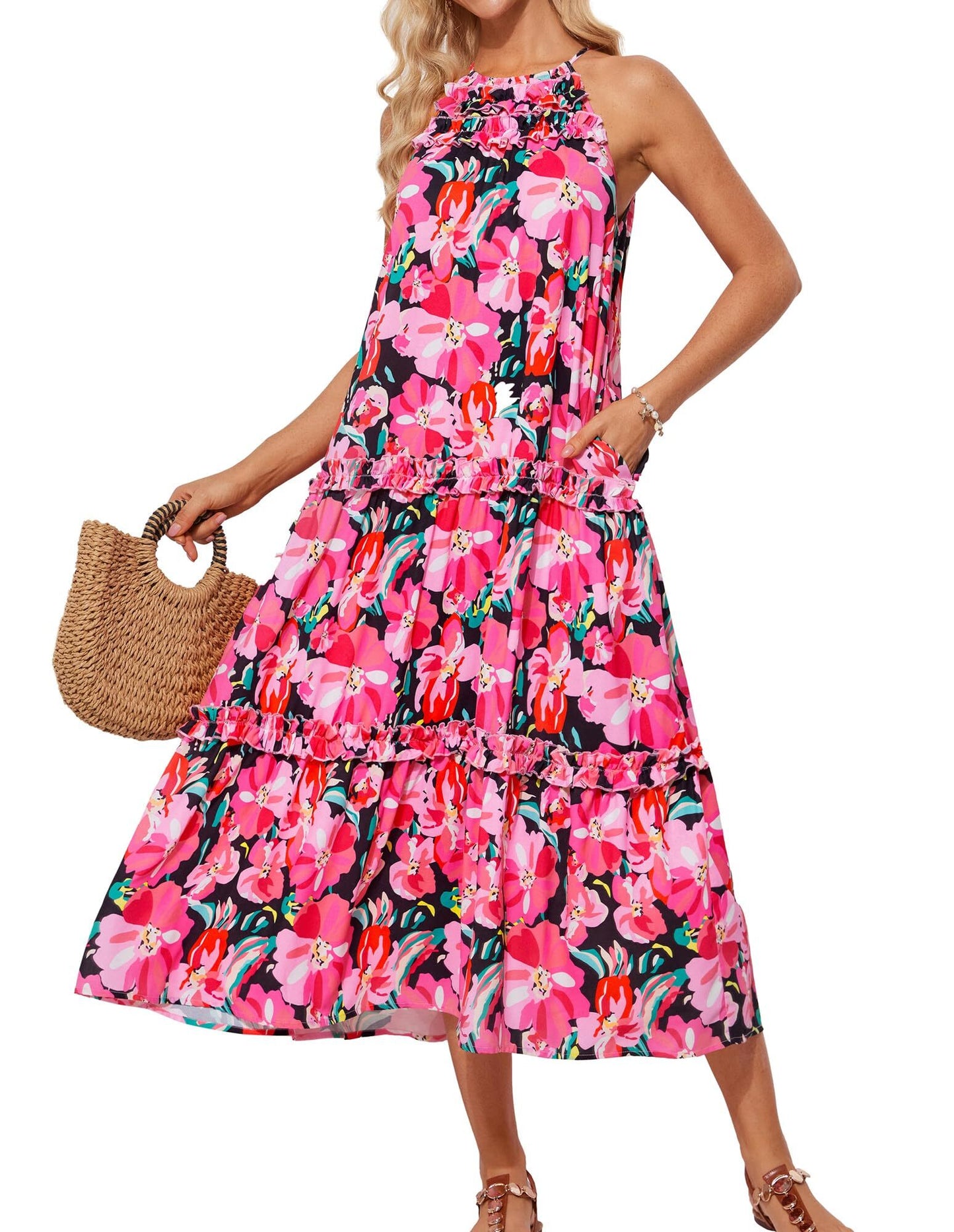 ✨Women's Elegant Hollower Out Waist A  Line Spaghetti Straps Dress (Buy 2 Free Shipping)