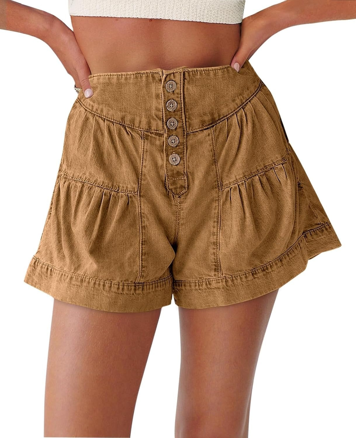 Women's Summer Button Up High Waisted Denim Shorts (Buy 2 Free Shipping)