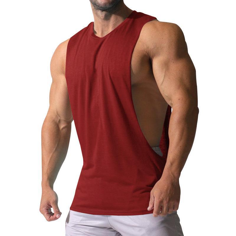 Men's Loose Solid Large Side Slit Sports Fitness Tank Top