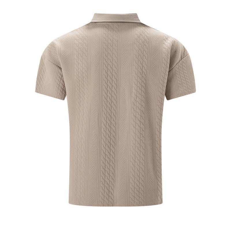 Men's Jacquard Texture Short-Sleeved Polo Shirt